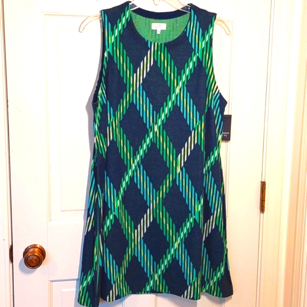 NWT Crown & Ivy Argyle Jumper Top or Mini Dress, Size M